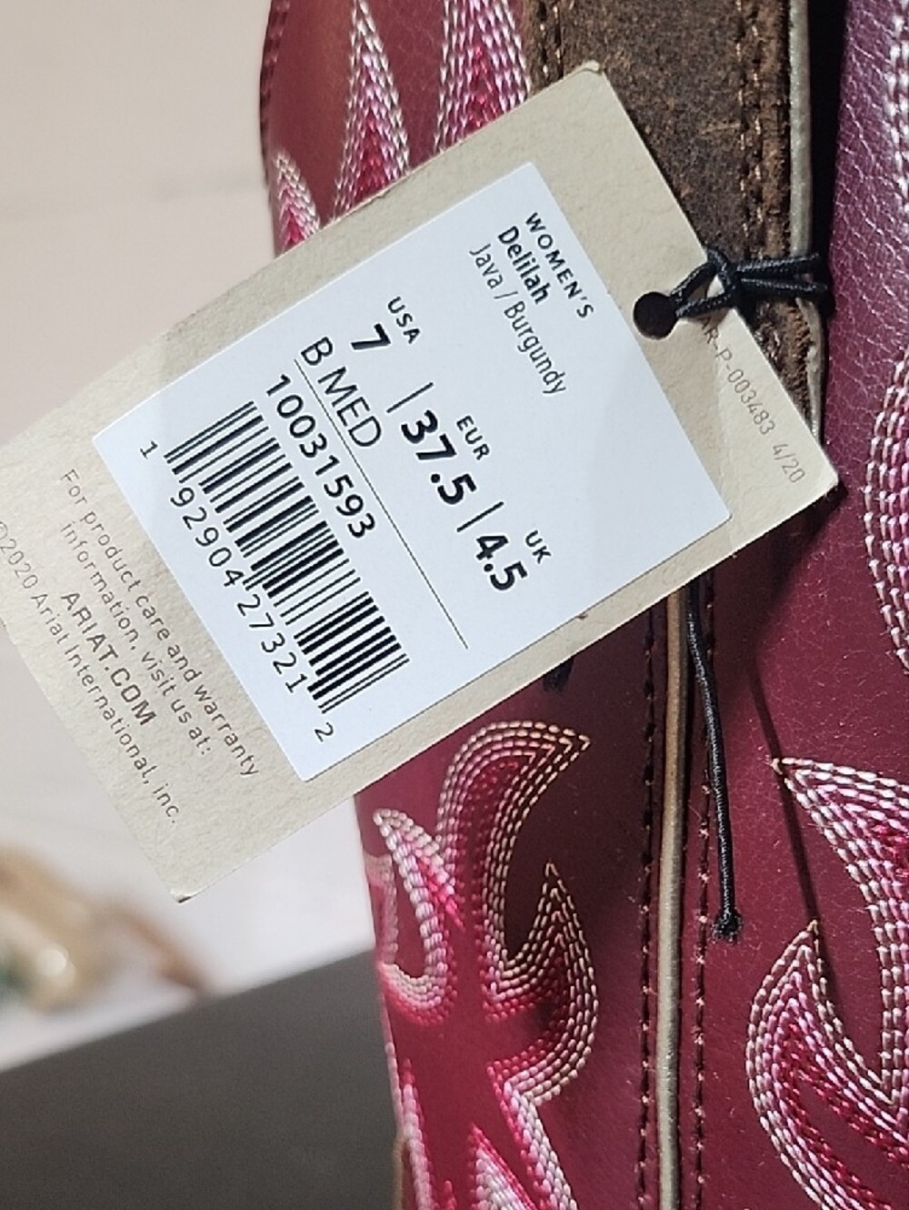Ariat Women's Delilah Burgundy and Brown Western Boots - Picture 2 of 7